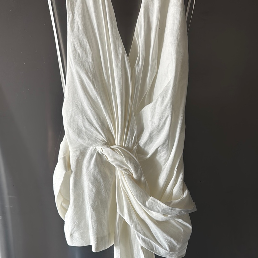 NWT Zara S linen white Halter top